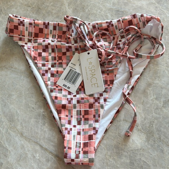 NWT L*Space Joy Bitsy Bikini Bottom in‎ Block Party Front Tie - Picture 3 of 8